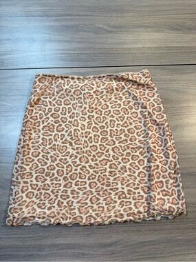 love, Fire Leopard Print Mini Skirt in Pink and Tan